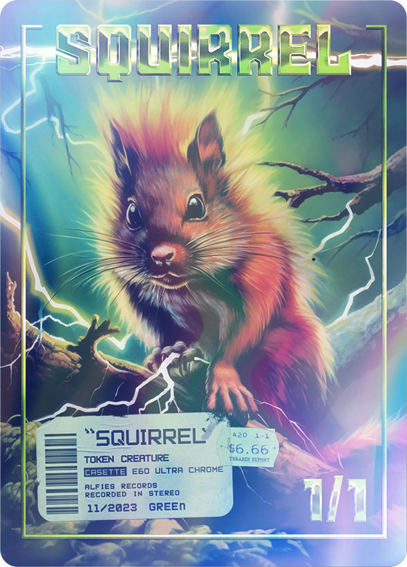 Squirrel heavy metal foil token for magic mtg